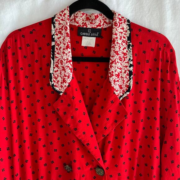 Vintage Carole Little Red Double Blouse Breasted Polka Dot Pin Up Women's Sz 14 - Picture 4 of 5